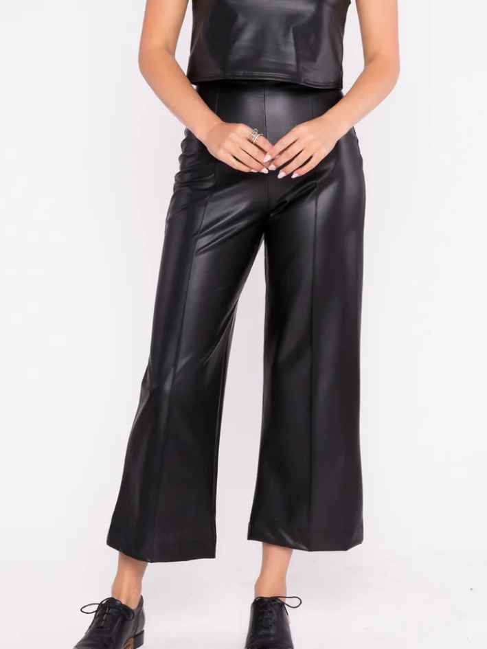 Ripley Rader Black Vegan Leather Straight Leg Pant: Cropped Size 1(Xs)